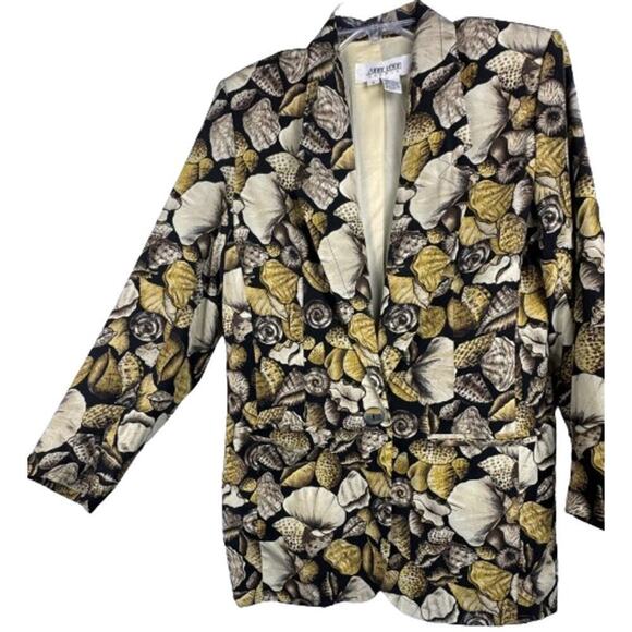 Sunny Leigh Vintage Silk Sea Shells Print Pockets Button Front Blazer Size Small - Picture 8 of 10